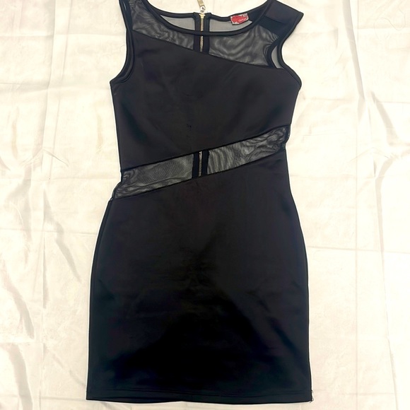 Black, Partially Sheer Black Dress, Size Large - Picture 1 of 2